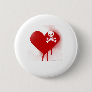 Emo Skull Heart Anti Valentines Day - Rock Grunge Button