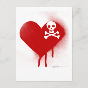 Emo Skull Heart Anti Valentines Day - Rock Grunge Holiday Postcard