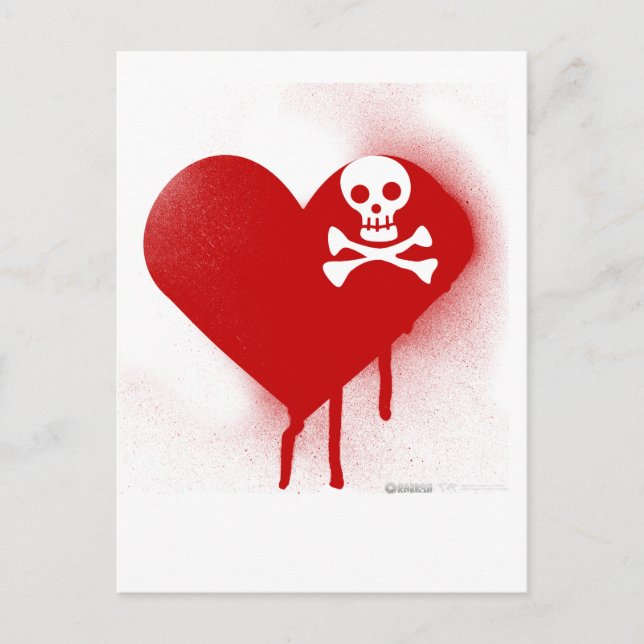 Emo Skull Heart Anti Valentines Day - Rock Grunge Holiday Postcard (Front)