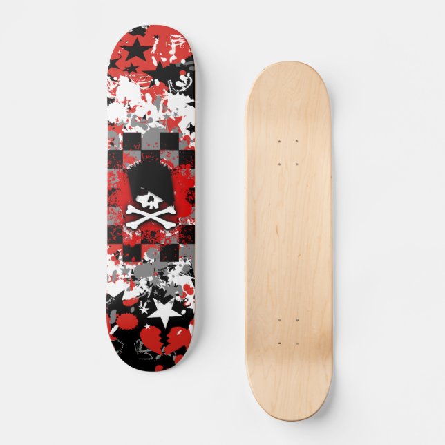 Emo Skull Skateboard Deck | Zazzle