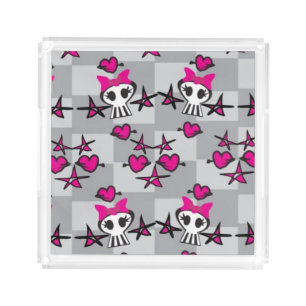 Emo Skulls Pattern Acrylic Tray