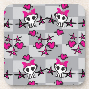 Emo Skulls Pattern Beverage Coaster