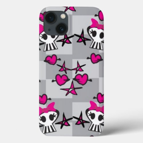 Emo Skulls Pattern iPhone 13 Case
