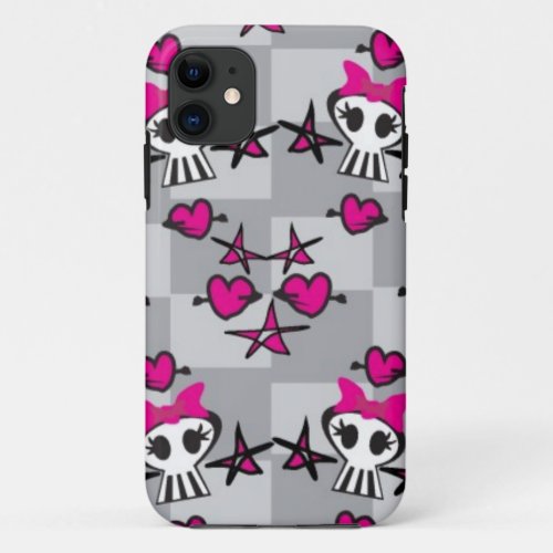 Emo Skulls Pattern iPhone 11 Case