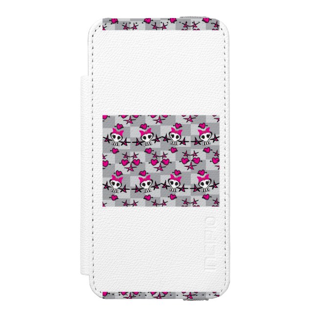Emo Skulls Pattern Incipio iPhone Wallet Case (Folio Front)
