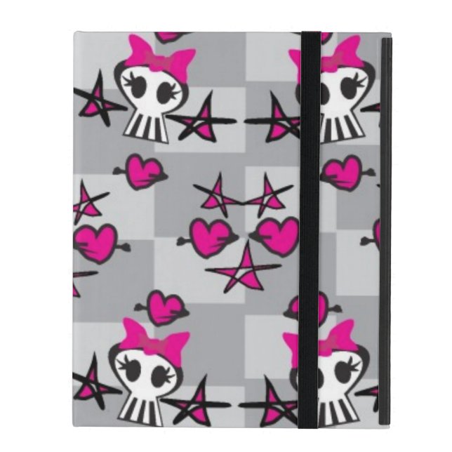 Emo Skulls Pattern iPad Case (Front Closed)