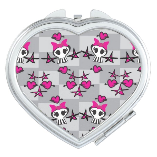 Emo Skulls Pattern Mirror For Makeup (Front)