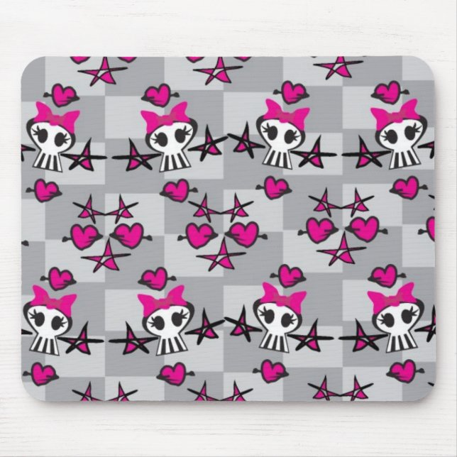 Emo Skulls Pattern Mouse Pad (Front)