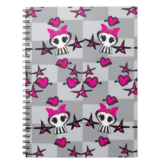 Emo Skulls Pattern Notebook (Front)