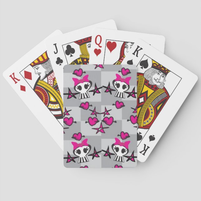 Emo Skulls Pattern Poker Cards (Back)