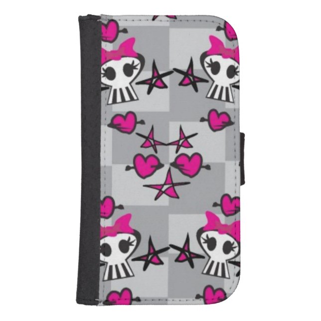 Emo Skulls Pattern Samsung Galaxy Wallet Case (Front)