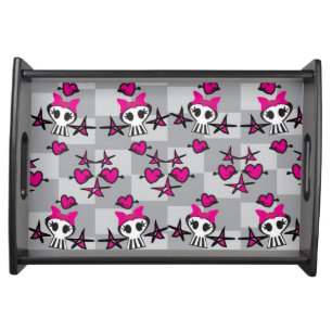 Emo Skulls Pattern Serving Tray