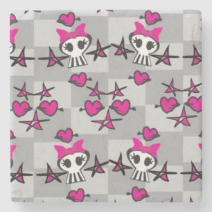 Emo Skulls Pattern Stone Coaster