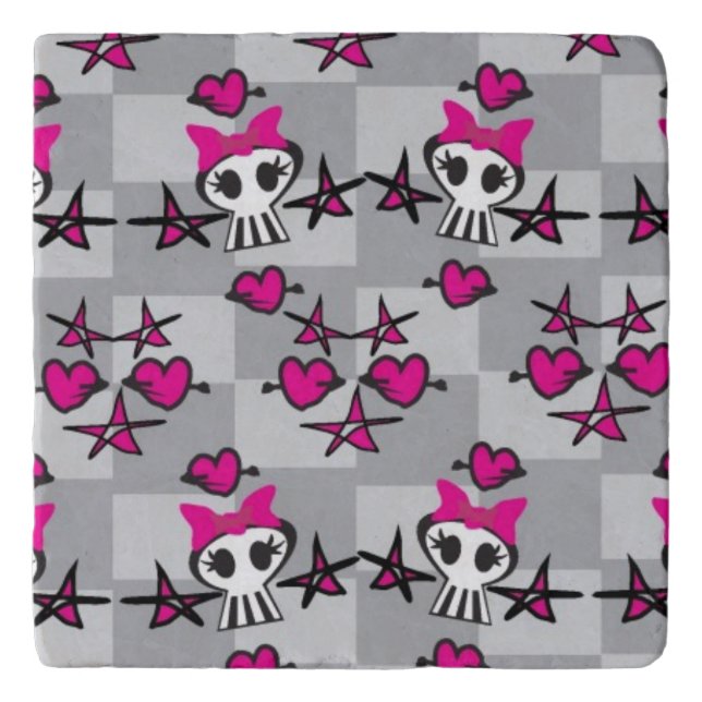 Emo Skulls Pattern Trivet (Front)