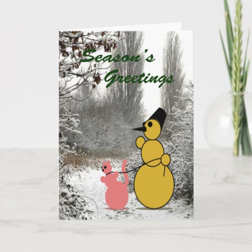 EMO Snowman And EMO Cat Greeting Card