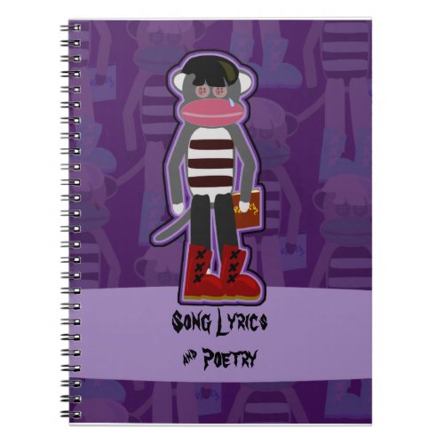 Emo Sock Monkey Cartoon Fun Art Design Notebook