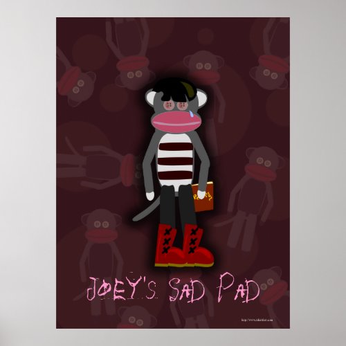 Emo Sock Monkey Character Customizable Poster