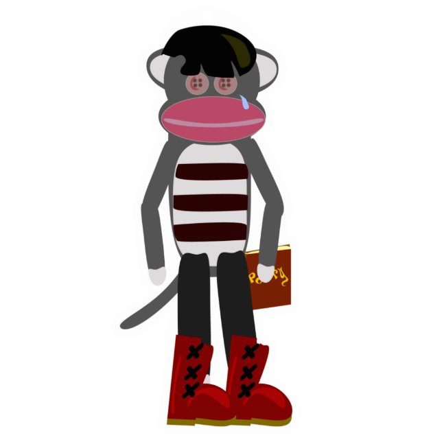 Emo Sock Monkey Cutout Sculpture (Front)