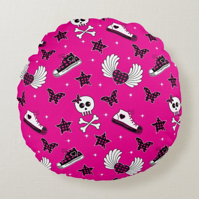 Emo Symbols Round Pillow (Front)