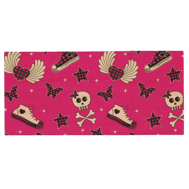 Emo Symbols Wood USB Flash Drive (Front)