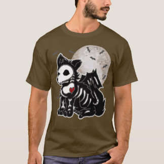 Emo Wolf Skeleton Full Moon Anime Goth Esthetic H T-Shirt