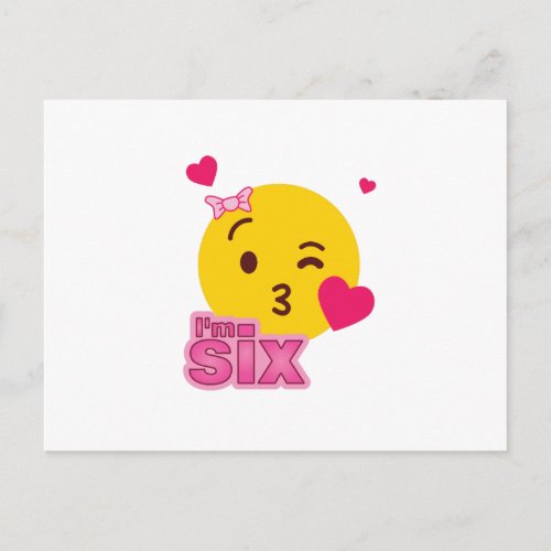 Emoji 6th Birthday  Kids for Girls Funny Party Invitation Postcard