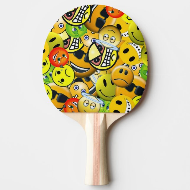Emoji animated faces Ping-Pong paddle (Front)