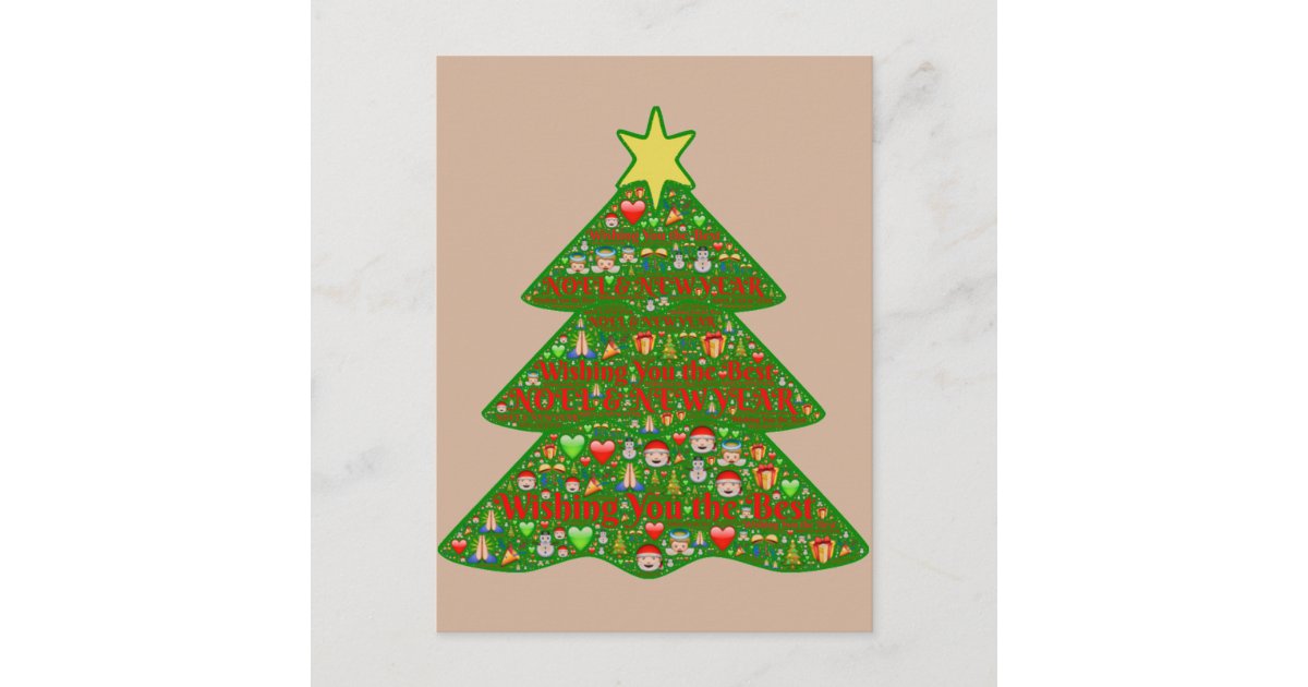 Emoji art Christmas tree Holiday post card | Zazzle.com