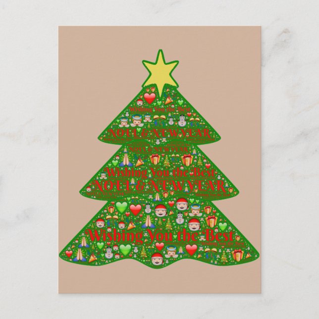 Emoji art Christmas tree Holiday post card (Front)