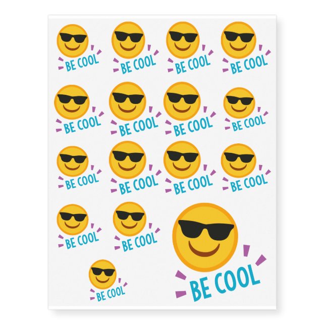 Emoji Be Cool Temporary Tattoos (Front)