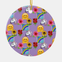 Emoji Beauty Purple Pattern Ceramic Ornament