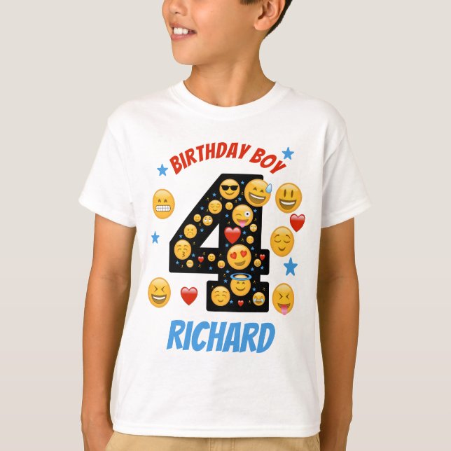 Emoji Birthday Boy Fourth smile face T-Shirt (Front)