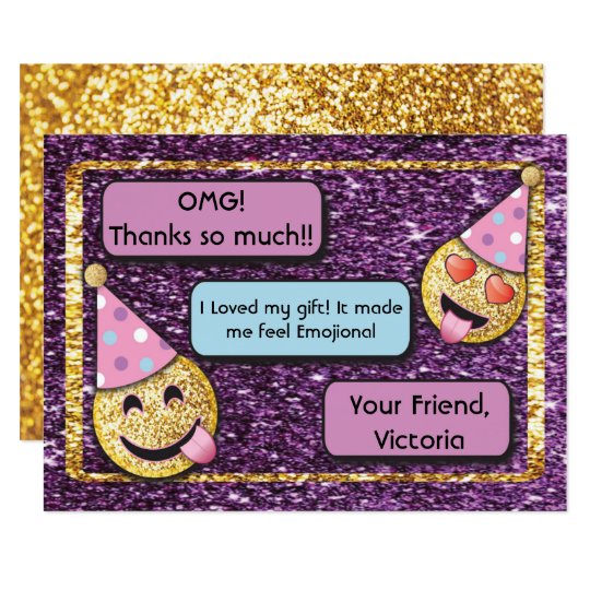 Emoji Birthday cell phone texting thank you Card | Zazzle.com