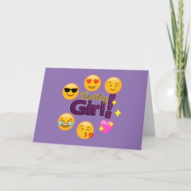 Emoji Birthday Girl Card (Front)
