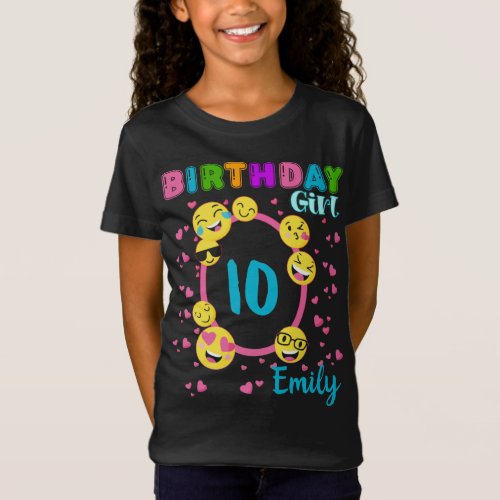 Emoji Birthday Girl Theme Party Matching Custom T_Shirt