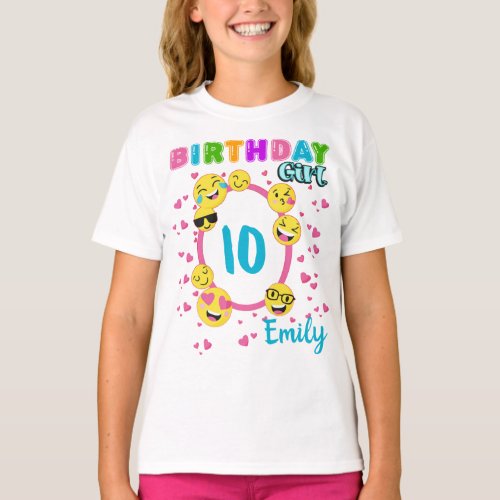 Emoji Birthday Girl Theme Party Matching Custom T_ T_Shirt