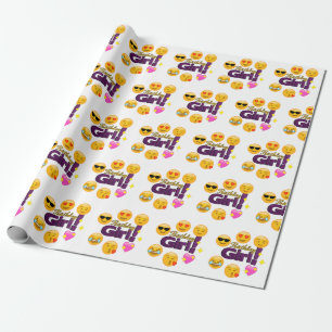Emoji Birthday Girl Wrapping Paper