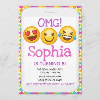 Emoji Birthday Invitation by PrinterFairy at Zazzle