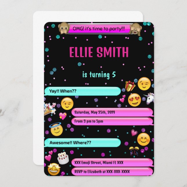 Emoji Birthday Invitation (Front/Back)