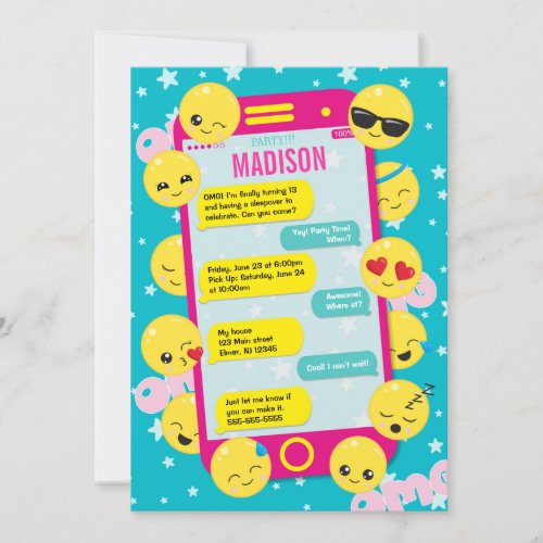 Emoji Birthday Invitation  Cell Phone Text Invite