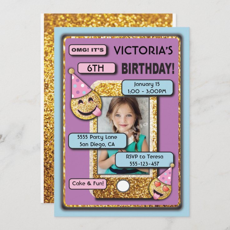 Emoji Birthday Party Cell Phone text invitation | Zazzle