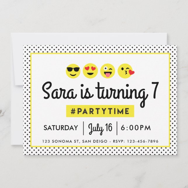 Emoji birthday party invitation (Front)