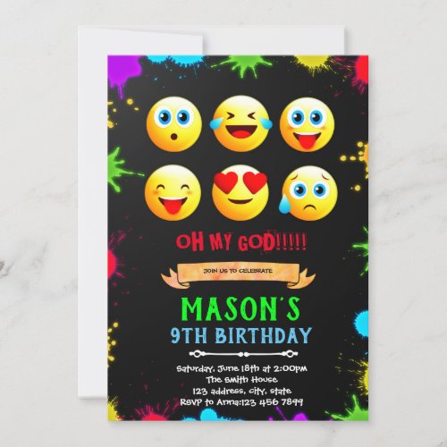 Emoji birthday party invitation card