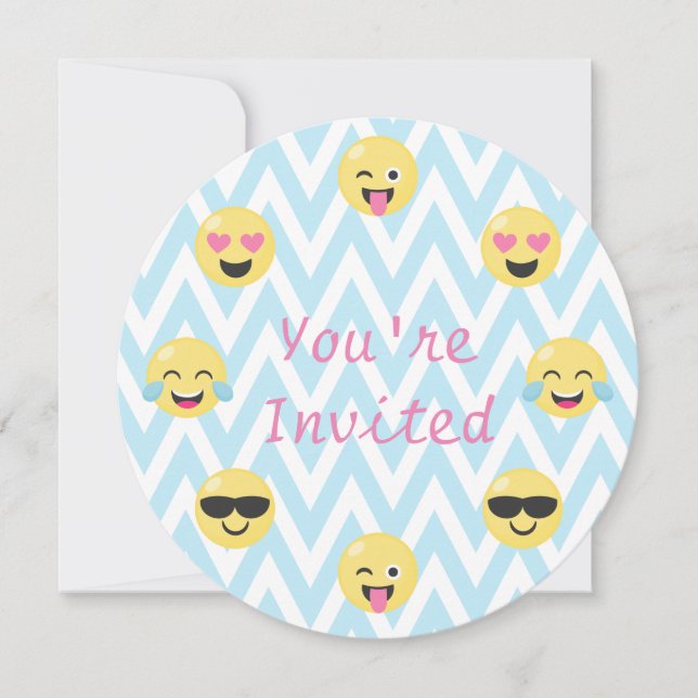 Emoji Birthday Party Invite (round w/envelope) (Front)