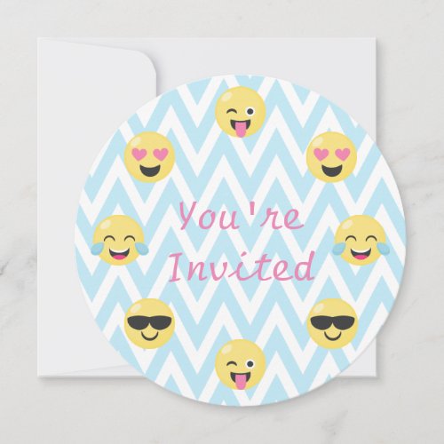 Emoji Birthday Party Invite round wenvelope