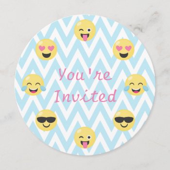 Emoji Birthday Party Invite (round W/envelope) by MishMoshEmoji at Zazzle