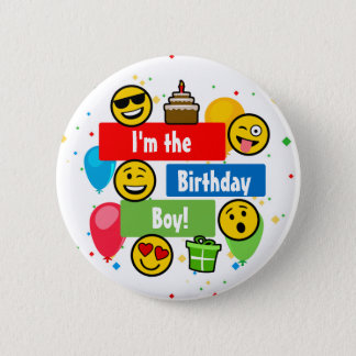 Emoji Birthday Party Kids Im the Birthday Boy Button