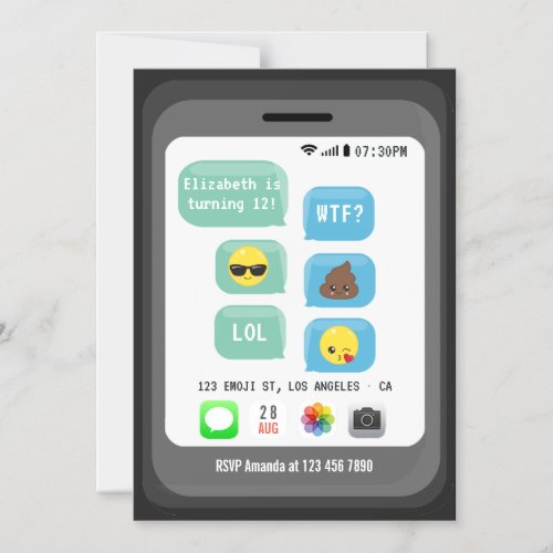 Emoji Birthday Party Magnetic Invitation