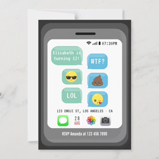 Emoji Birthday Party Magnetic Invitation (Front)