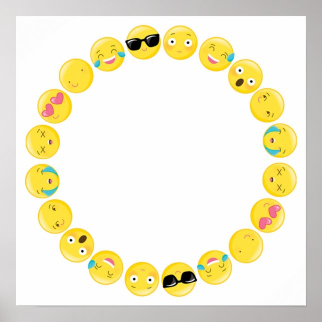Emoji Birthday Party Selfie Photobooth Backdrop Poster (Front)
